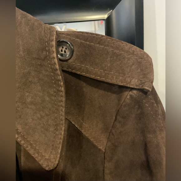 Vintage Genuine Suede Double-Breasted Trench Coat - Picture 4 of 11